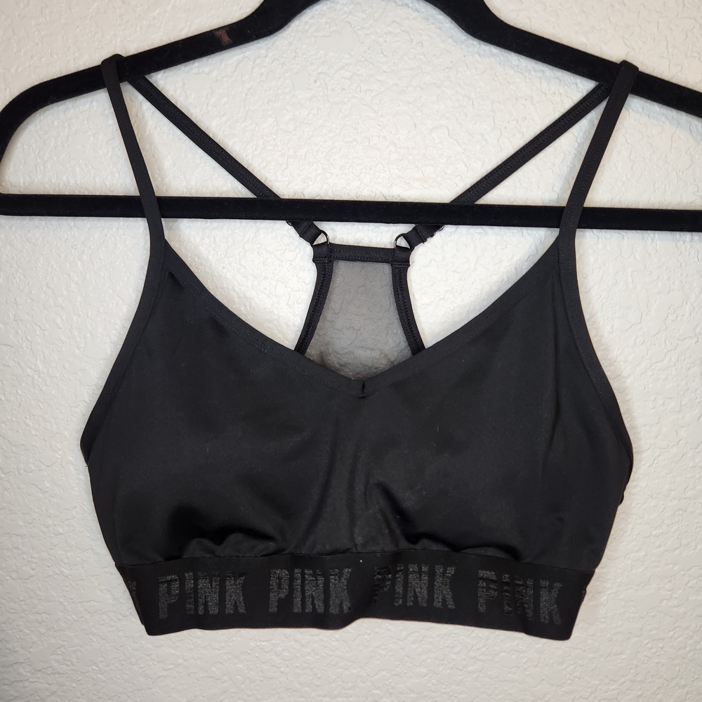 PINK Victoria's Secret Black Ultimate black lined  Strappy Bralettesize M